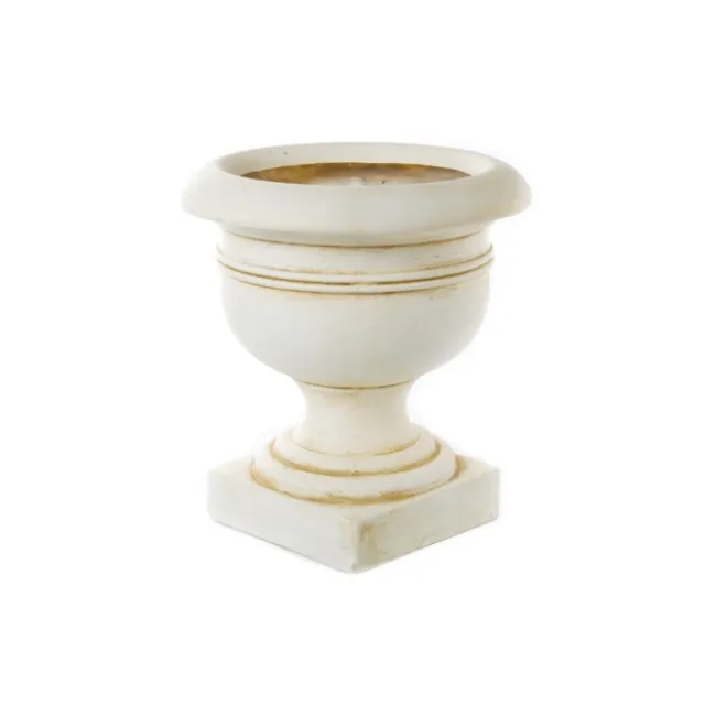 Urn Fibreglass Aztec 40Dx42.5cmH Smooth Ivory