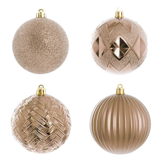 Decorative Assorted Hanging Baubles Set 24 Rose Gold (8cmD)