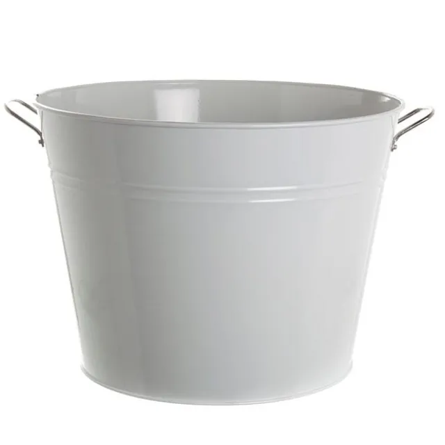 Metal Drinks Tub Round Chrome Handles White (41x30x30cmH)