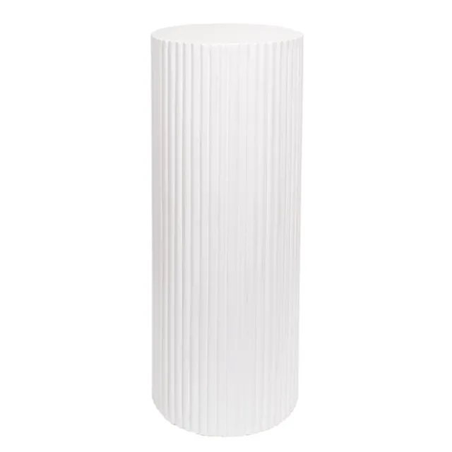 Fibreglass Ripple Plinth Round Matte White (33cmDx91cmH)