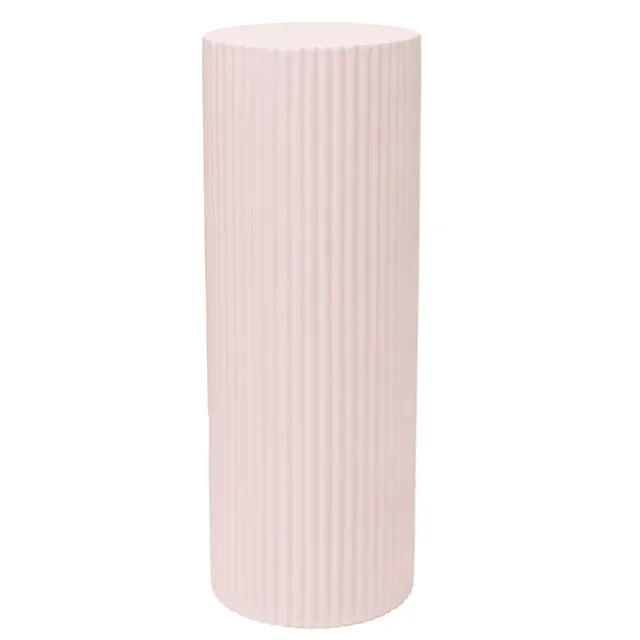 Fibreglass Ripple Plinth Round Matte Baby Pink (33cmDx91cmH)