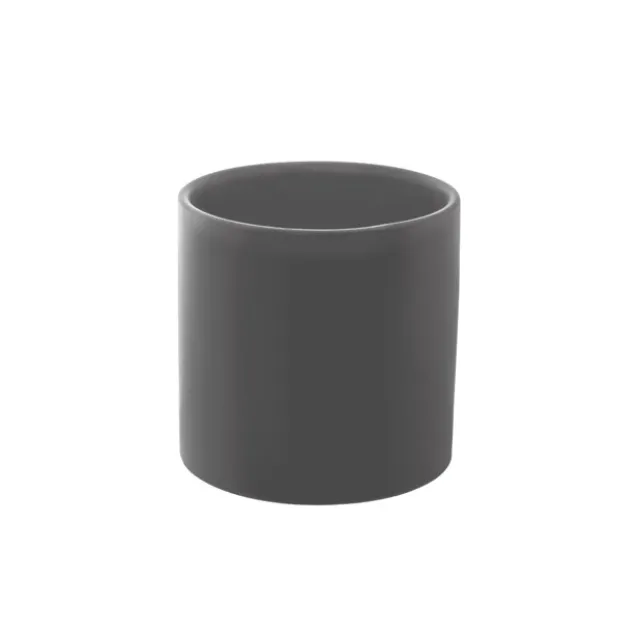 Ceramic Cylinder Pot Satin Matte Charcoal (14x14cmH)