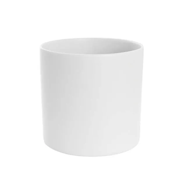 Ceramic Cylinder Pot Satin Matte White (25Dx24cmH)