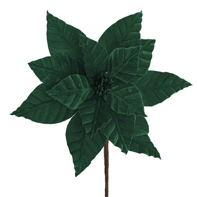 Grand Christmas Poinsettia Pick Dark Green (27cmDx29cmH)