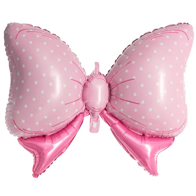 Foil Balloon Polka Dot Bow (80cmx50cmH) Pink