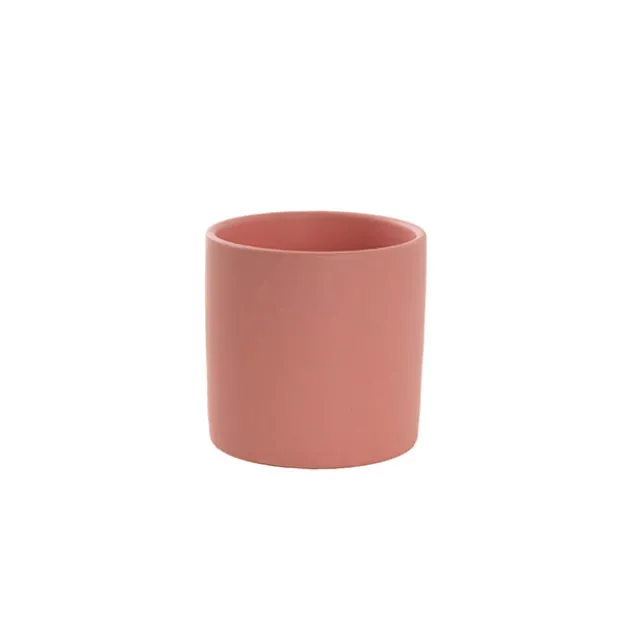 Ceramic Cylinder Pot Satin Matte Pink Coral (8x8cmH)