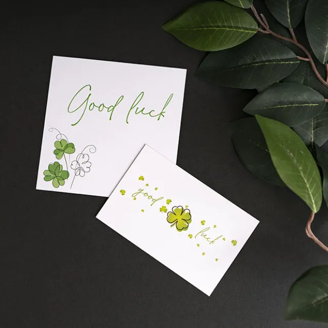 Cards White Good Luck Clover (10x6.5cmH) Pk 50