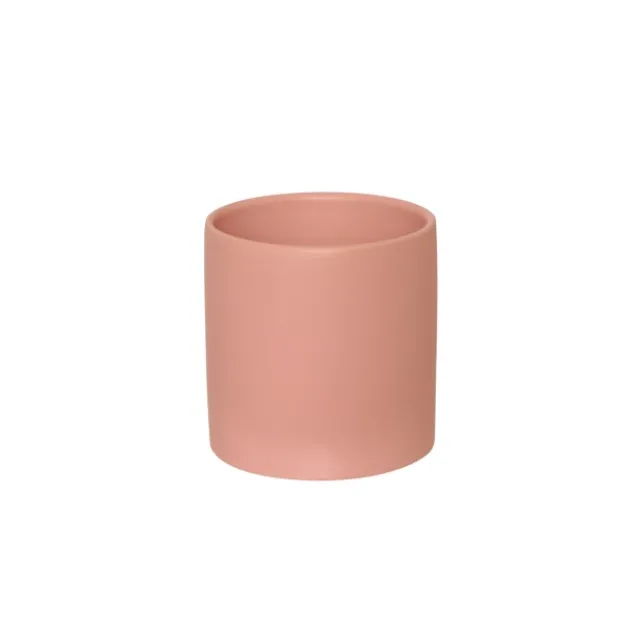 Ceramic Cylinder Pot Satin Matte Coral (12x12.5cmH)