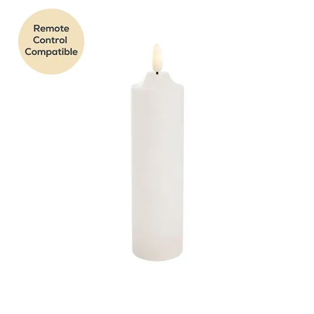 Wax LED Trueflame Flickering Pillar Candle White (5DX18cmH)