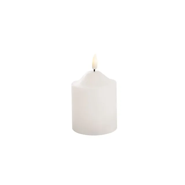 Wax LED Trueflame Flickering Pillar Candle White (7.5X10cmH)