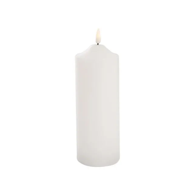 Wax LED Trueflame Flickering Pillar Candle White (7.5X20cmH)