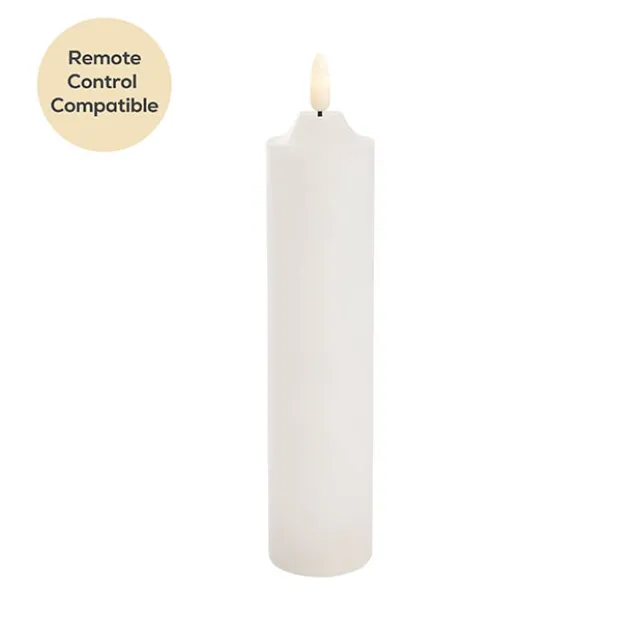 Wax LED Trueflame Flickering Pillar Candle White (5DX23cmH)