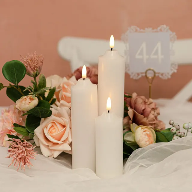Wax LED Trueflame Flickering Pillar Candle White (5DX23cmH)
