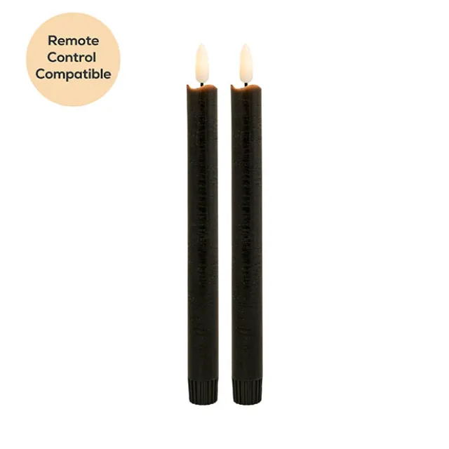 Wax LED Trueflame Dinner Taper Candle 2PK Black (2.2x24cmH)