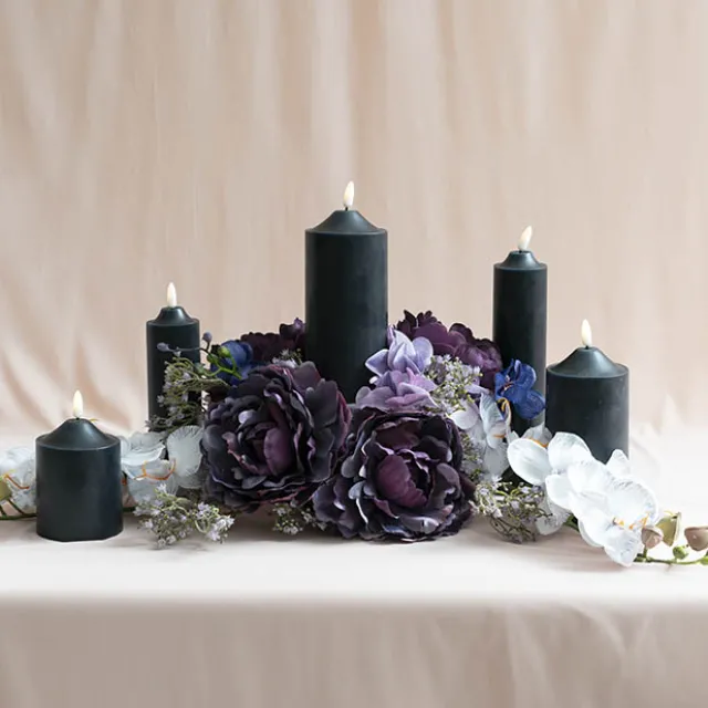 Wax LED Trueflame Flickering Pillar Candle Black (5DX23cmH)