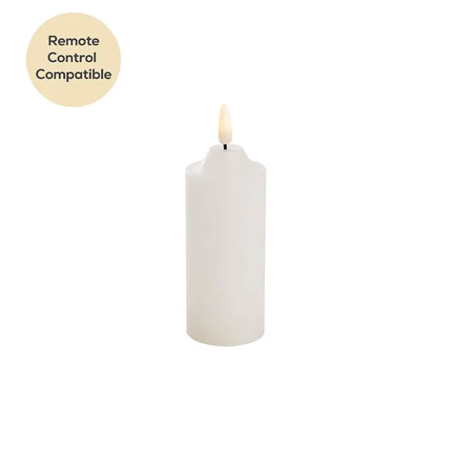 Wax LED Trueflame Flickering Pillar Candle White (5DX12cmH)