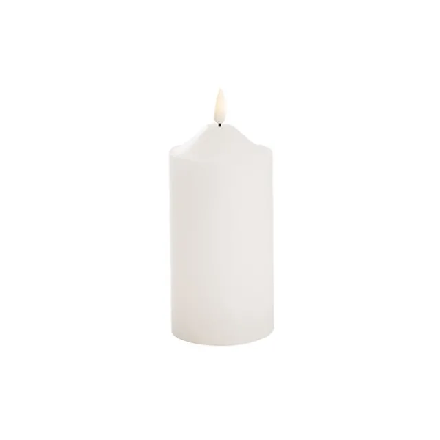 Wax LED Trueflame Flickering Pillar Candle White (7.5X15cmH)