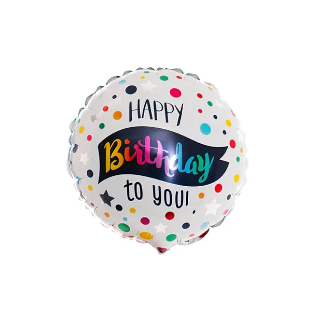 Foil Balloon 9" (22.5cmD) Happy Birthday To You White