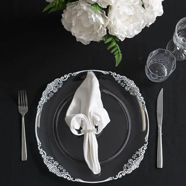 White Edge Vintage Charger Plate Pack 4 Clear (35.5cmD)