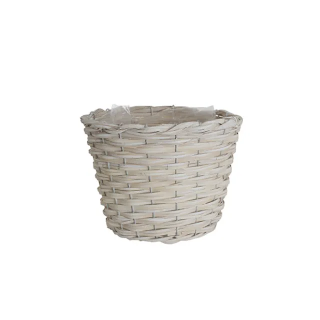 Wicker Planter Eco Forest Round White Large (24Dx18cmH)