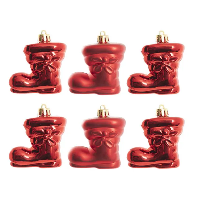 Hanging Santa's Boots Set 6 Red (5cmD)