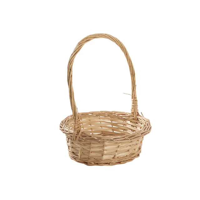 Willow Basket with Handle Round Natural (24Dx9cmH)