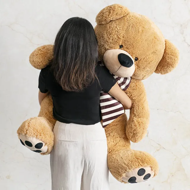 Wilson Giant Teddy Bear w Striped Bow Brown (115cmHT/80cmST)