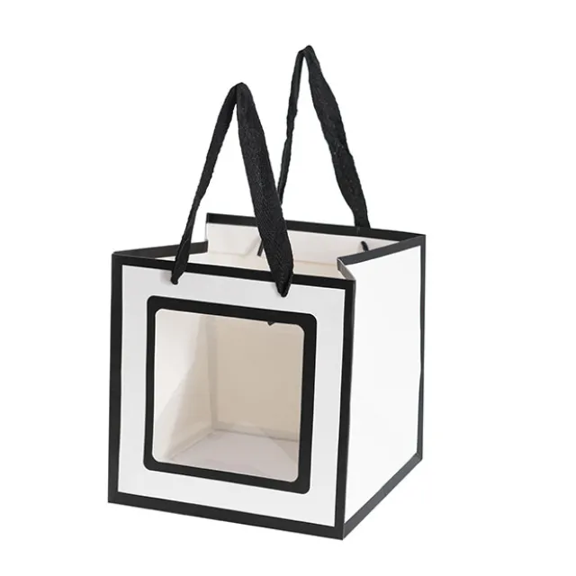 Window Posy Gift Bag Silhouette White Pack 5 (25x25x25cmH)