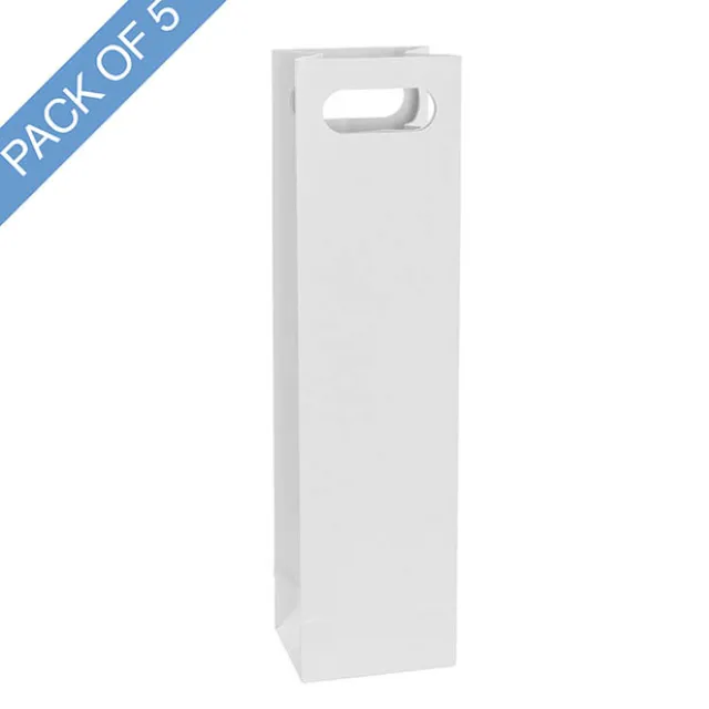 Wine Bag Single Bottle Kraft Pack 5 White (11Wx9Gx42cmH)