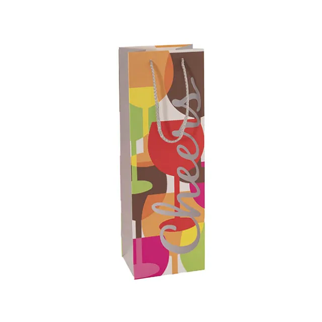 Wine Bag Single Bottle Pack 5 Cheers Red Yellow (12x9x35cmH)