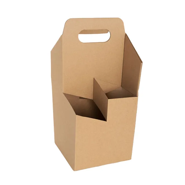 Wine Carrier 4 Bottles Kraft Brown (17.6x17.6x39.5cmH)