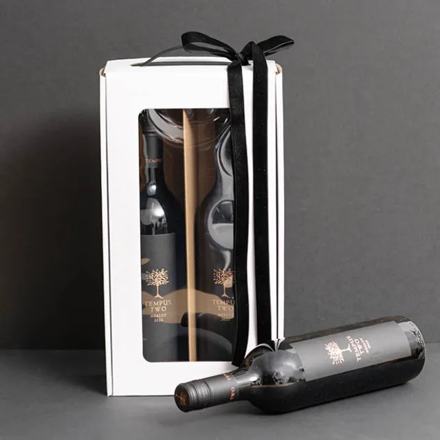 Wine Window Carry Box 2 Bottles White Pack 2 (17x9x34cmH)