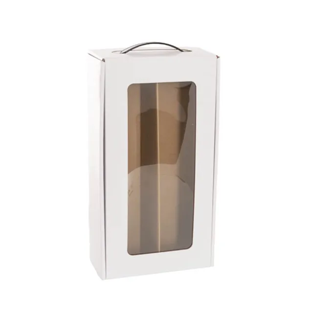 Wine Window Carry Box 2 Bottles White Pack 2 (17x9x34cmH)