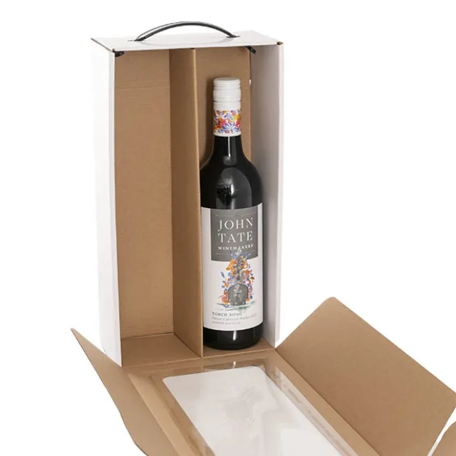 Wine Window Carry Box 2 Bottles White Pack 2 (17x9x34cmH)