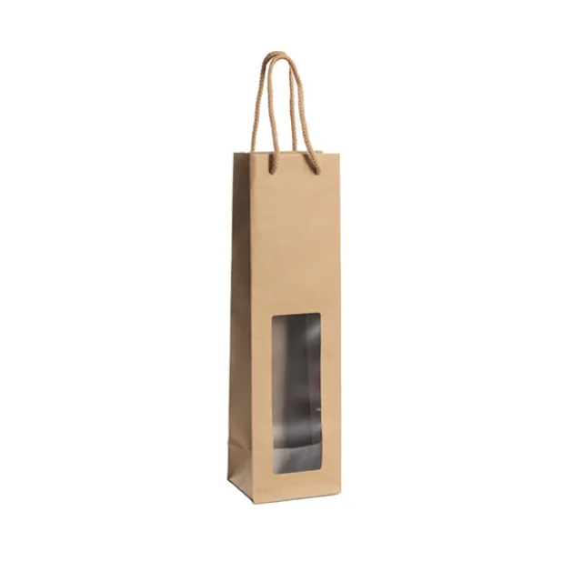 Wine Window Single Gift Bag Kraft Brown (110Wx90Gx390mmH)