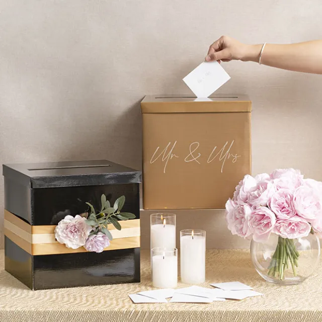 Wishing Well Card Box Flat Pack Gold (305x305x300mmH)