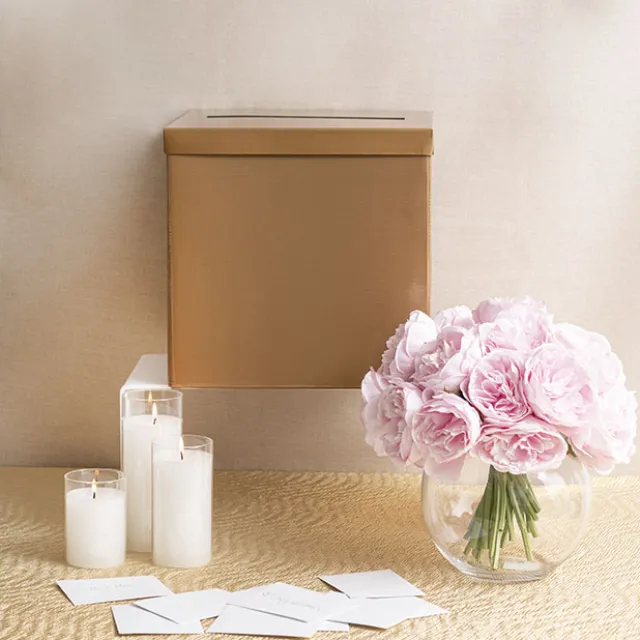 Wishing Well Card Box Flat Pack Gold (305x305x300mmH)