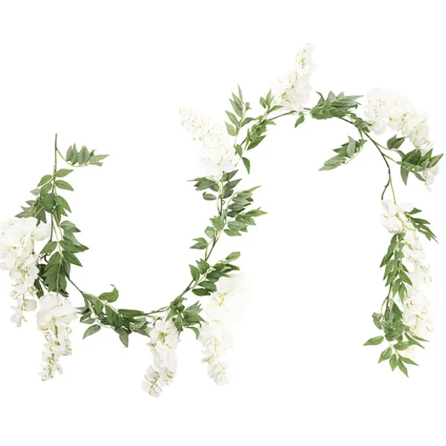 Wisteria x 9 Head Vine Garland White (200cmL)