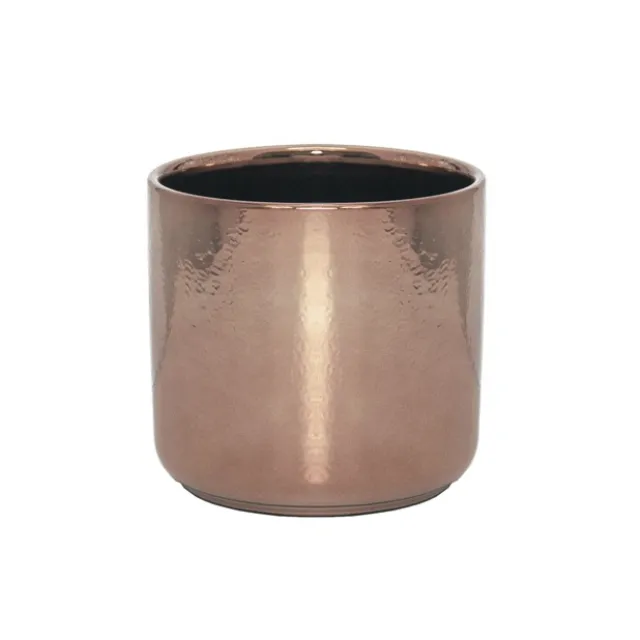 Ceramic Metallic Cylinder Pot Rose Gold (13.5x12.5cmH)