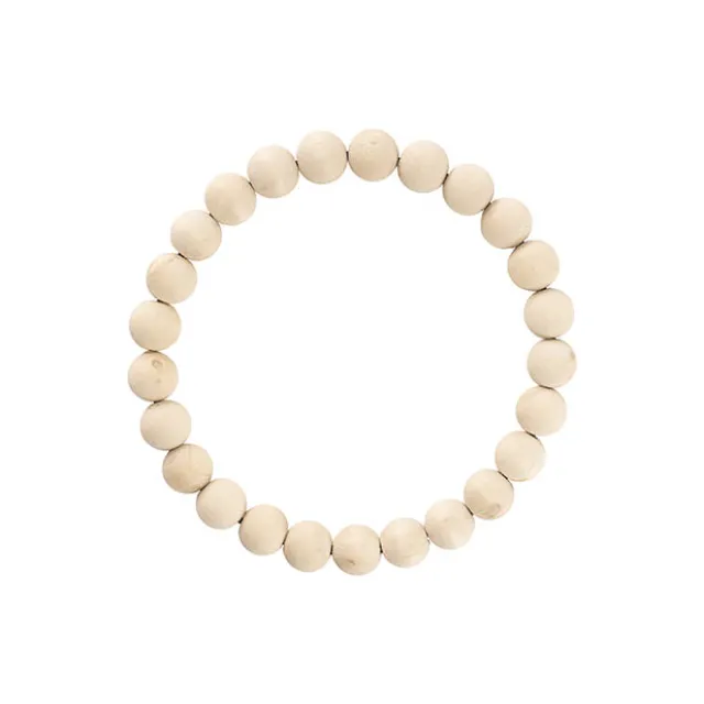 Wooden Bead Wreath Natural (25cmD)