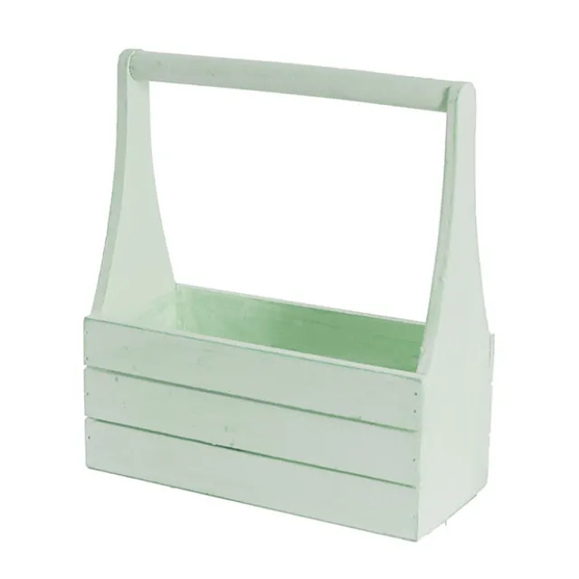 Wooden Carry Tote Planter Sage (25x11.5x28cmH)