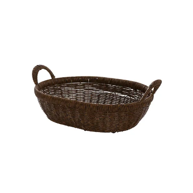 Woven Basket Oval w Handles Large Brown (41x31x10cmH)