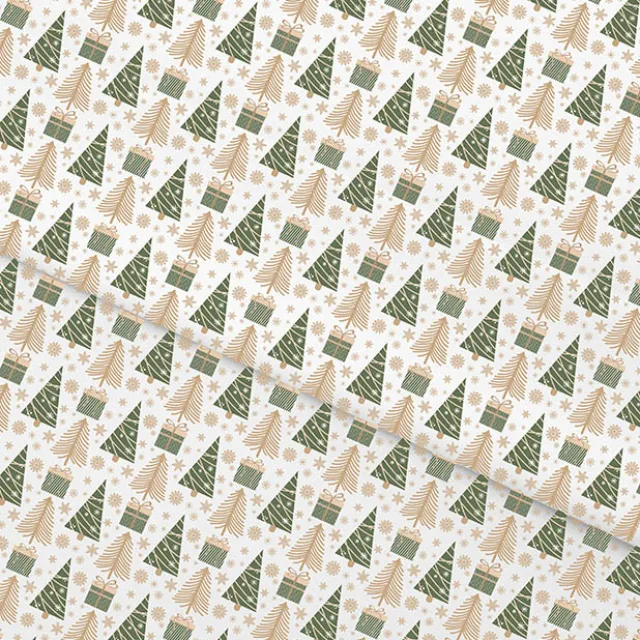 Wrapping Paper Roll Christmas Trees Gloss White (70cmx25m)
