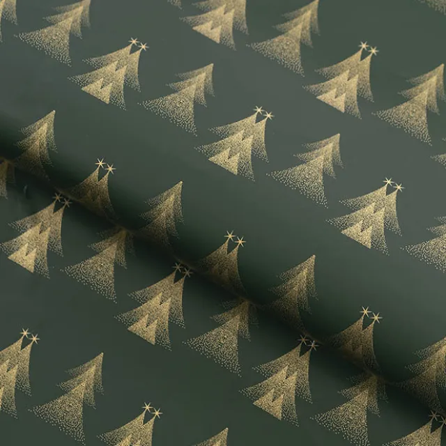 Wrapping Paper Roll Christmas Trees Gloss Green (50cmx50m)