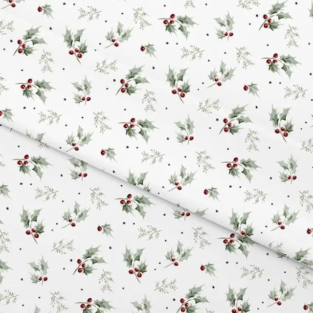 Wrapping Paper Roll Christmas Holly Gloss White (50cmx50m)