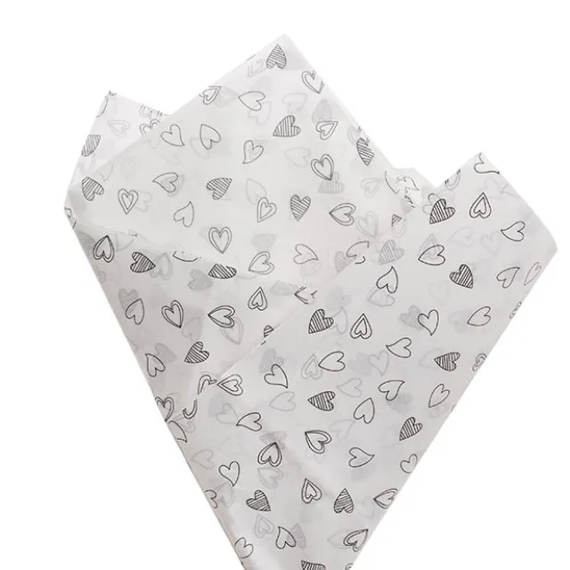 Tissue Paper Inspo Hearts Pk100 21gsm Black White (50x75cm)
