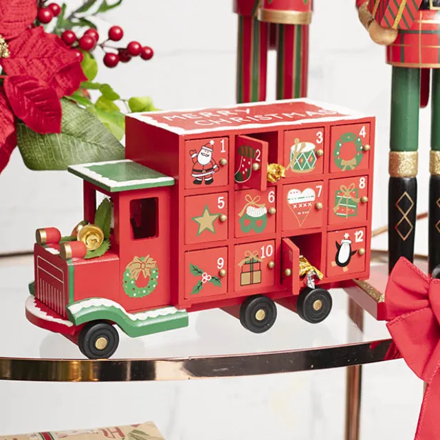 Christmas Advent Calendar Truck Red (30x12x20cmH)