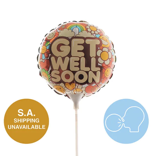Foil Balloon 9" (22.5cmD) Air Fill RND Floral Get Well Soon