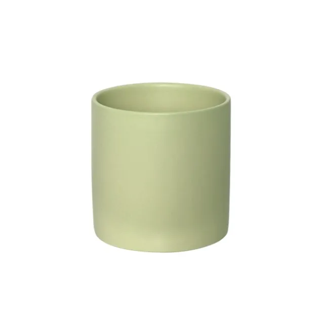 Ceramic Cylinder Pot Satin Matte Sage (14x14cmH)