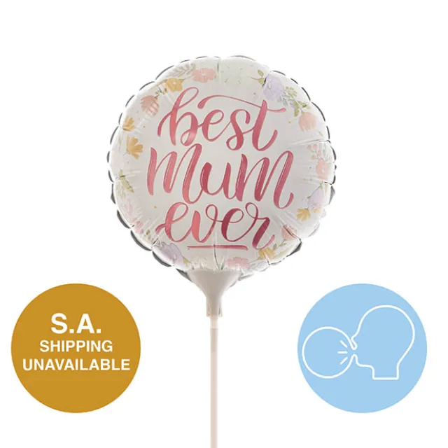 Foil Balloon 9" (22.5cmD) Air Fill RND Floral Best Mum Ever